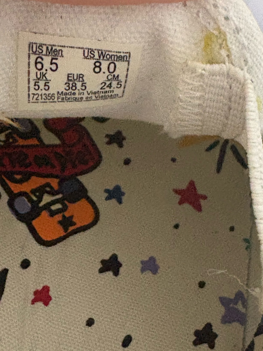 NWT- Vans White Slip-On Sneakers with Tattoo-Style Graphics-with Markers - Picture 3 of 13